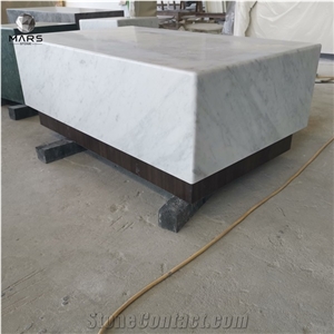 Bianco Carrara White Marble Square Table for Living Room