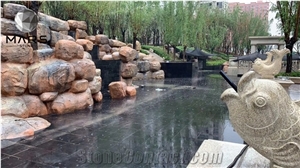 Black Stone Granite Outdoor Wall Water Fall Design