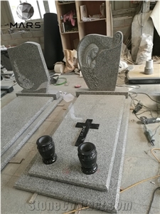 Blue Pearl Indian Black Granite French Style Headstone