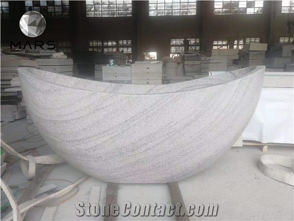 Carved Angle White Natural Marble Stone Capacity Bathtub