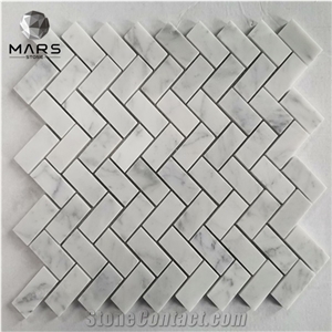 Cheap Carrara White Chevron Marble Herringbone Mosaic