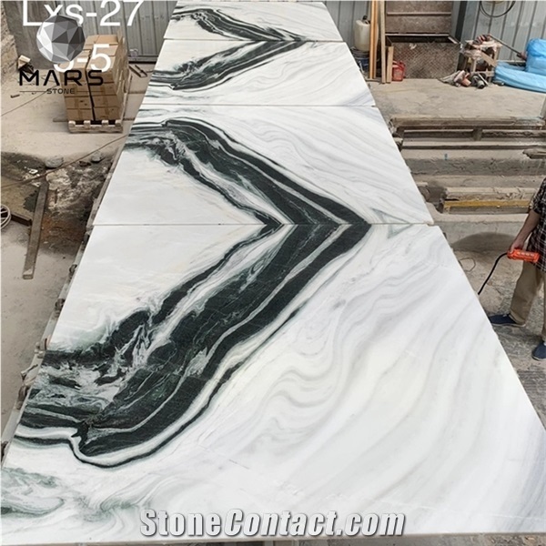 Cheap China Panda White Marble Price Bookmatch Slab Tile