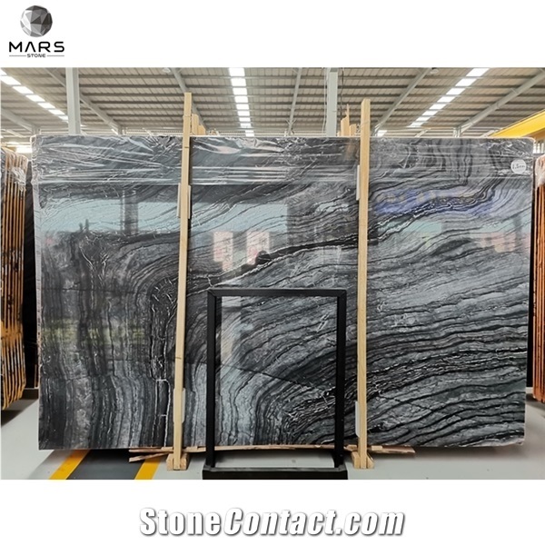 China Ancient Wood Grain Marble Zebra Black Stone
