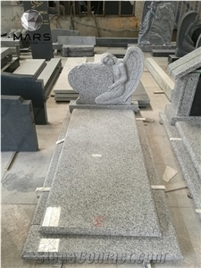 China Cheap Grey Granite G623 Headstone with Carved Flower