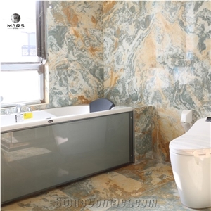 Customized Indoor Golden Blue Jade Non Slip Bathroom Tiles