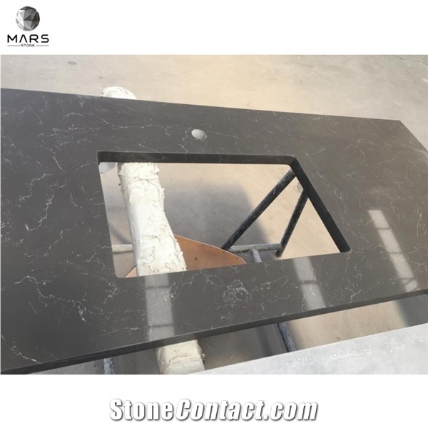 Cut-To-Size Polished Grey Carrara Quartz Countertop