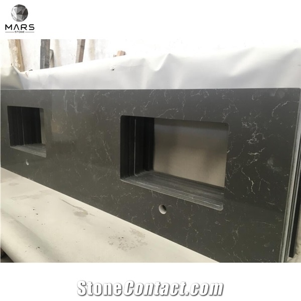 Cut-To-Size Polished Grey Carrara Quartz Countertop