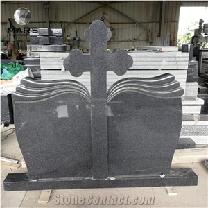 Dark G654 Granite Romania Style Cross Monument Headstone