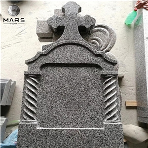 Dark G654 Granite Romania Style Cross Monument Headstone