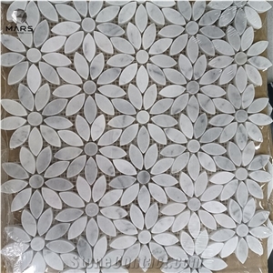 Factory Price Carrara White Daisy Flower Shape Mosaic Tiles