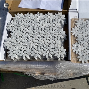 Factory Price Carrara White Daisy Flower Shape Mosaic Tiles