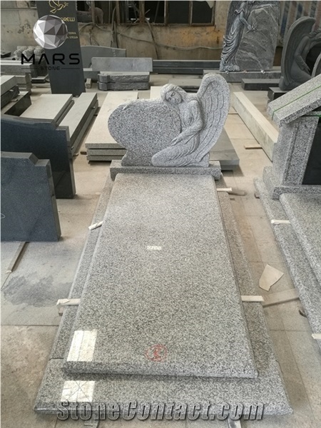 G623 Cheap Price Cemetery Headstone with Carved Flower