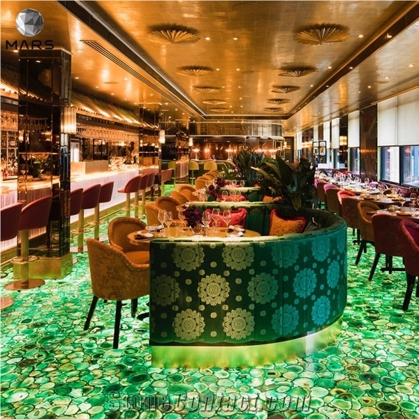 Gemstone Architectural Interior Design Green Agate Wall Floor