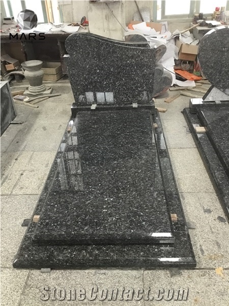 Hand Carved Europe Style Blue Peal Granite Monument