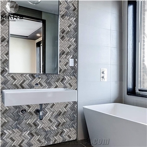 Herringbone Marble Mosaic Tile for Bathroom Buyers