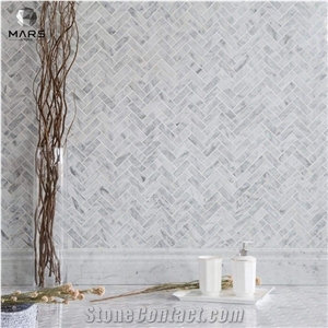 High Quality Carrara White Herringbone Polished Mosaic