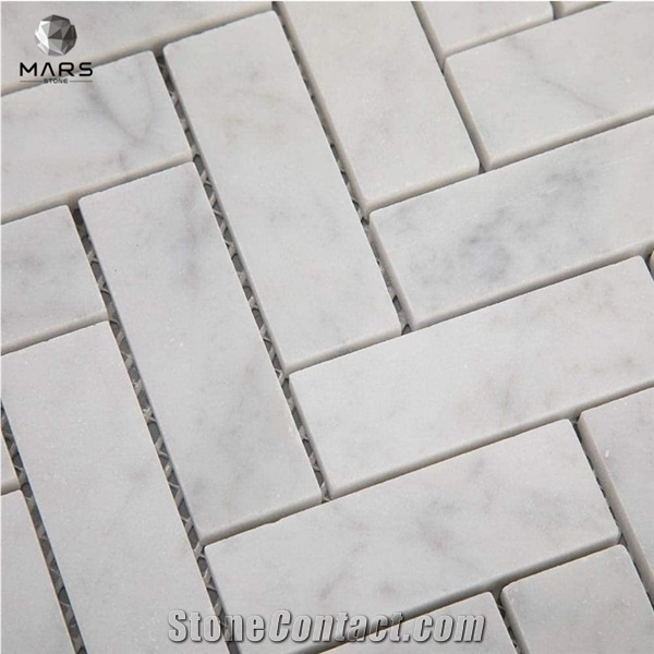 High Quality Carrara White Herringbone Polished Mosaic