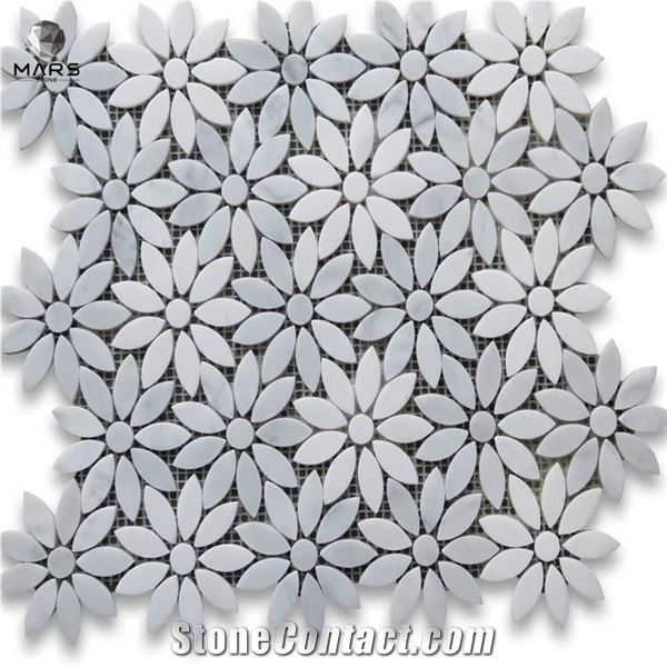 Hot Sell Factory Price White Flower Shape Marble Mosaic Tile