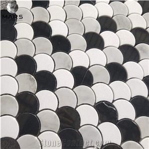 Italian Bianco Carrara White Thassos Whtie Black Waterjet Mosaic