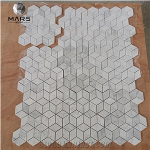 Low Price Carrara White Marble Rhombus 3d Effect Mosaic