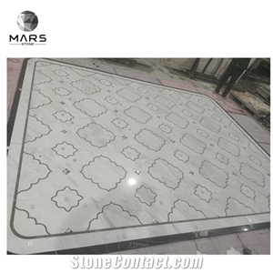 Luxury Palace Design Water Jet Medallion White Marble