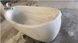 Marble Freestanding China Panda White Vein Bathtub Whirlpoor