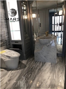 Modern Bathroom Freestanding Basin Natural Stone Italian Carrara