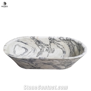 Natural Stone Freestanding Round Bathroom Marble Bathtub