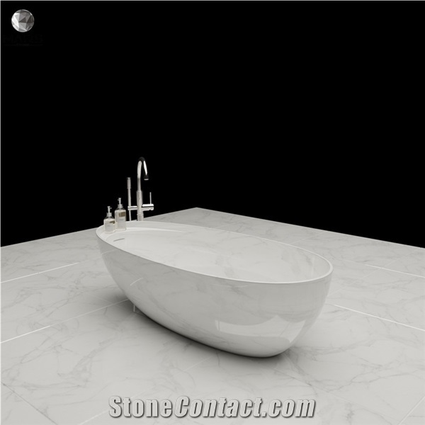Natural Stone Freestanding Round Bathroom Marble Bathtub