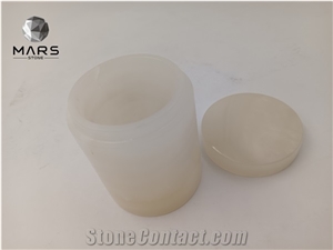 Natural Stone Onyx Candle Jar with Lid for Wedding