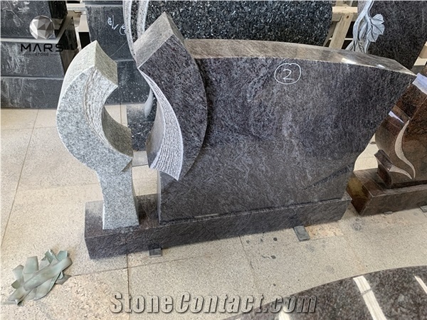 New Design Bahama Blue Granite Tombstone Headstone with Bird