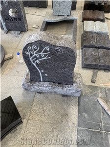 New Design Bahama Blue Granite Tombstone Headstone with Bird