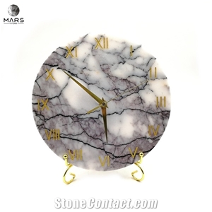 Personalized Modern Design Circular Marble Wall Clock Gold