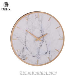 Personalized Modern Design Circular Marble Wall Clock Gold