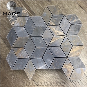 Provence Dark Grey Stone 3d Cube Mosaic for Floor Tile