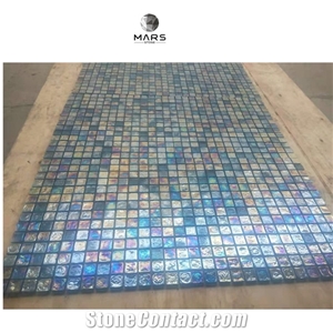 Rainbow Iridescent Swimming Pool Blue Glass Mosaic Tiles