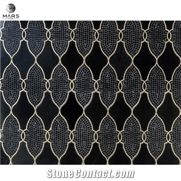 Superb Irregular Shape Marble Metal Mosaic Tiles Stone