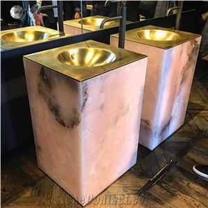 Translucent Onyx Washroom Basin Pink Onyx Stone Sinks