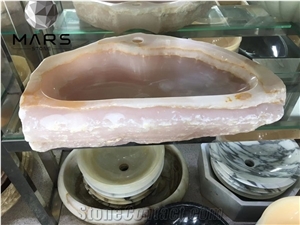 Translucent Onyx Washroom Basin Pink Onyx Stone Sinks