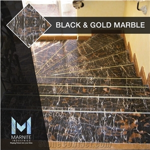Black & Gold Marble Tile Slab