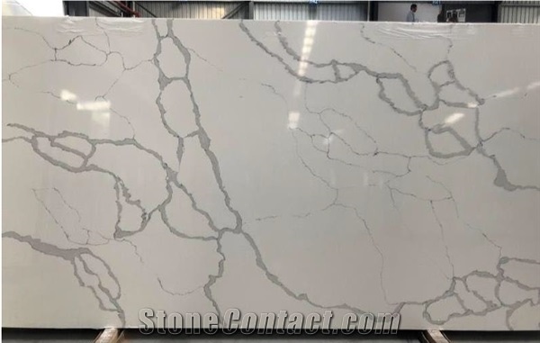 Calacatta Luccia Quartz, Alabaster White Quartz Slabs from