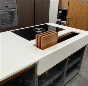 Calacatta White Prefabricated Quartz Countertop for Kitchen