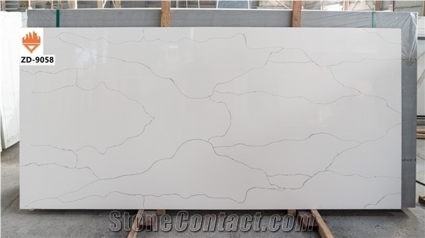 Calacatta White Quartz Stone Countertop Artificial Slab