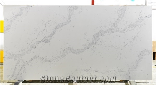 Calacatta White Quartz Stone Slab for Bar Countertop