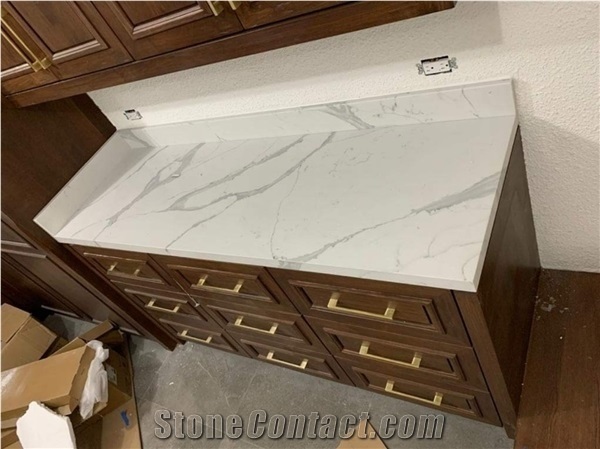 Custom Artifical Quartz Stone Countertop for Kitchen Island
