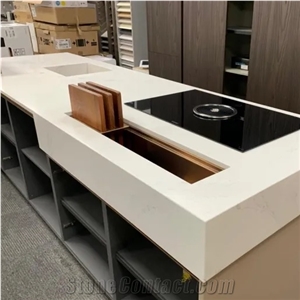 Custom Quartz Countertops Kitchen Island with Appliances Usa
