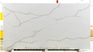 Interior Artificial White Calacatta Marble Quartz Slabs