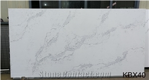 Interior Artificial White Calacatta Marble Quartz Slabs