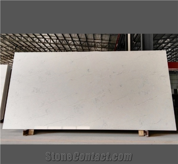 Jazz White Quartz Stone Countertop Kitchen Top to Usa Market