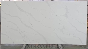 Laza Polished Artificial Stone Calacatta White Quartz Slabs